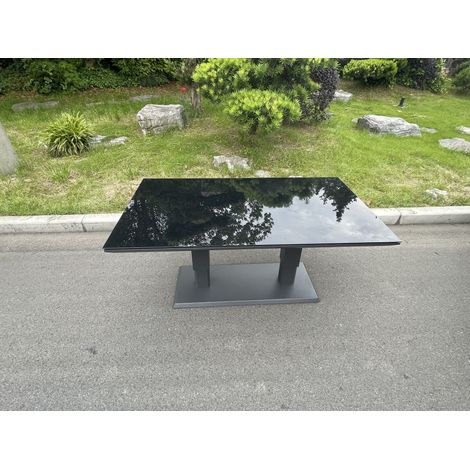Fimous Aluminum Garden Furniture Rising Adjustable Lifting Dining or Coffee Table Easy Stop 2 Gas Line Dark Grey (1/4)