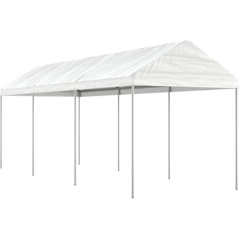 Pavillon mit Dach Weiß 6,69x2,28x2,69 m Polyethylen