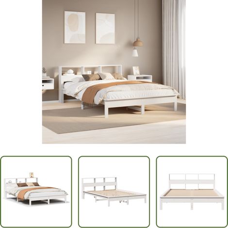 Sommier à lattes - Cadre de lit sans matelas blanc 140x190 cm bois de pin massif (1/5)