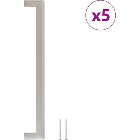 Poignées d'armoire 5 pcs Poignée de meuble argenté 224 mm acier inoxydable CFW68889 (1/5)