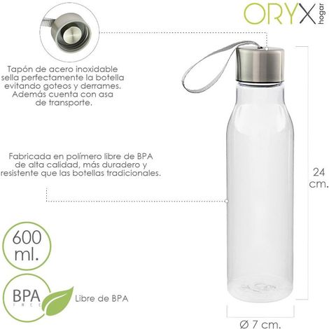 Botella Agua Plastico 600 ml. con Asa. Sin BPA