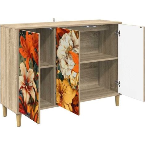 Buffet Bas Sonoma en Bois d'Ingénierie 102 x 33 x 75 cm, Meuble de Rangement Moderne pour Salon ou Entrée (1/5)