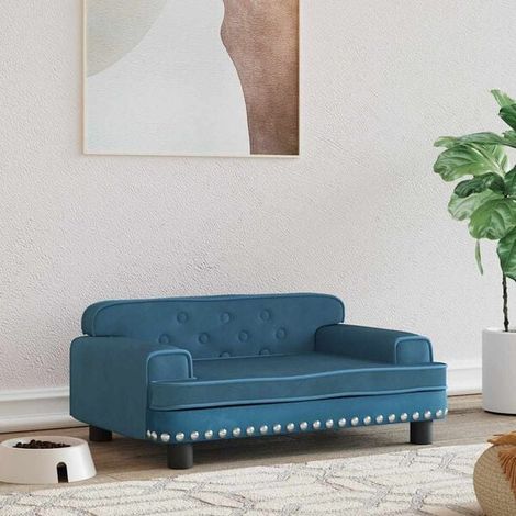 Panier pour chien en velours bleu, 70 x 45 x 30 cm