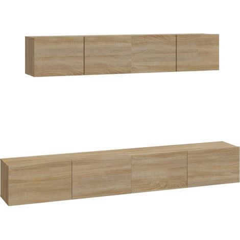 Set di mobili mobile buffet TV televisione soggiorno camera da letto soggiorno 4 pezzi rovere Sonoma multistrato marrone 020024805
