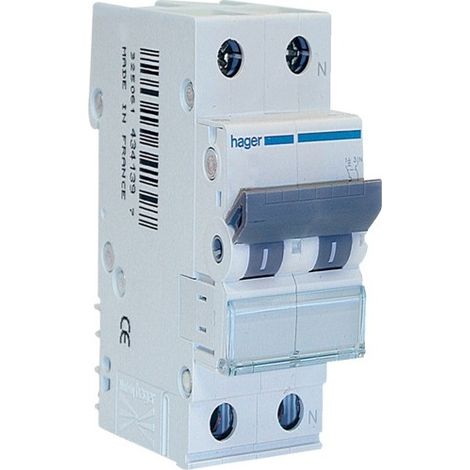 Interruttore Automatico Magnetotermico 1P+N 10A 4,5Ka C 2M ( Hager Cod. Myn510 ) (1/2)