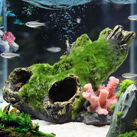 Aquariumhöhle aus Kunstharz zur Dekoration von Aquarien, natürliche Baumstamm-Aquarienhöhle für kleine Fische und Garnelen (15 x 10 x 6,5 cm) (1/5)