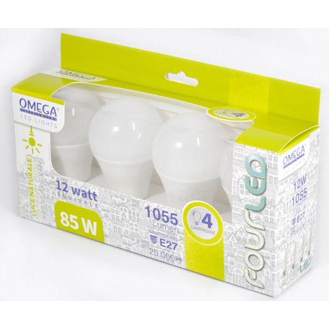 GOCCIA LED : Set in scatola 4Pz A60-12W 4000K D12G12 Driver HQ (1/3)