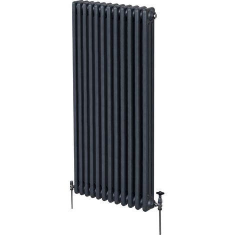 Radiatore Termosifone a 3 Colonne 1800mm x 562mm Moderno Centralizzato Grigio antracite in Acciaio Inox Verticale a Parete Cucina Soggiorno Bagno Kit di Fissaggio e Spazzola Inclusi