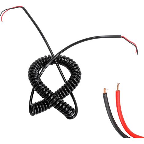Câble spirale 2 conducteurs – Câble spirale extensible en PVC 2,5 m, haute élasticité et conductivité, câble hélicoïdal durable pour voiture, atelier, appareils électriques et éclairage (1/5)