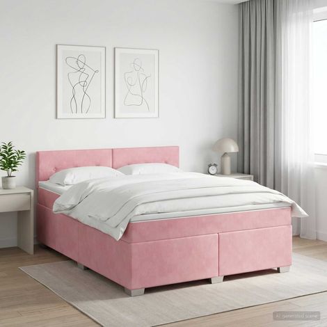 vidaXL Lit boxspring avec matelas Rose 140 x 200 cm Velours (1/5)