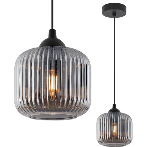 Riffle Pendelleuchte, schwarz, 1-flammig, zylindrischer Schirm aus Graphit, E27