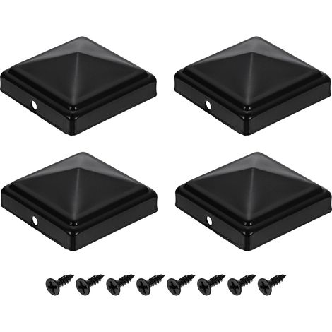 4Pcs Caps Pour Poteaux De Clôture, 60mm/2.36-inch Caps Carrés Pour Colonnes, Pyramidaux En Fer Imperméables Avec Vis Clôtures Métalliques, Bois, Terrasse, Boîte Aux. (1/5)