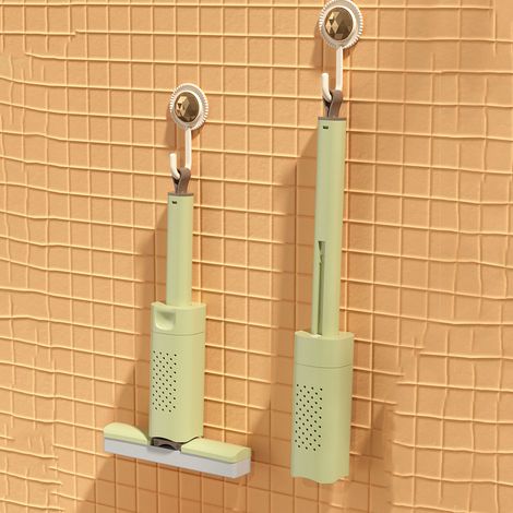 Serpette Mini Portable pour Nettoyage avec Absorbance Forte Design Pliable à 180° - Kit Mop Main et Bouchon - Matériaux: Plastique et Collodion - Couleur: Vert (1/5)