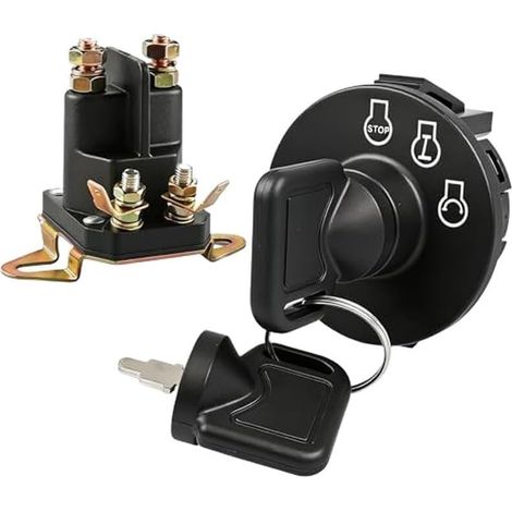 Solénoïde 4 Bornes 12V avec Clés pour Pelouse Jardin Restauration démarrage, solution complète, pour retour tonte rapide, compatible pour zero Turn, efficacité maximale (1/5)