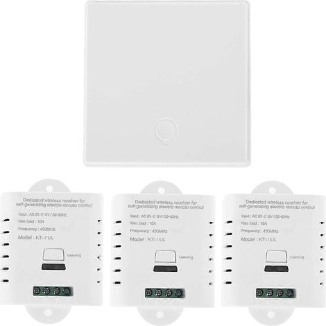 1 module récepteur sans fil auto-alimenté avec interrupteur à clé 1/2/3 pour lampe TV AC85-250V-C- (1/3)