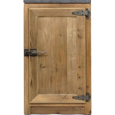 Made In Meubles – Meuble bas de cuisine 1 porte – Buffet en bois recyclé avec poignées frigo – Dimensions 86x50x60 cm – Style champêtre (1/5)