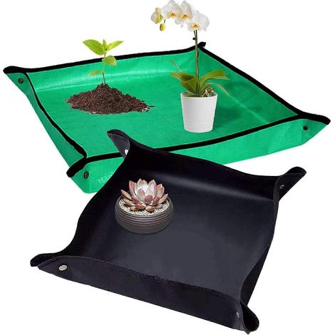 Ensemble de 2 tapis de terreau pliables pour jardin, idéal pour les plantes d'intérieur ou en pot, parfait pour les mini-jardins féeriques. (1/5)