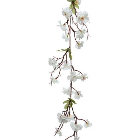 GHIRLANDA DI FIORI DI PESCO BIANCHI 15X185CM