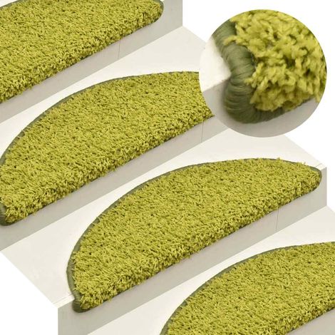 vidaXL Felpudos para escaleras 15 unidades 65x21x4 cm Verde Semicircular Grande (1/5)