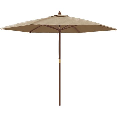 Sonnenschirm mit Holzmast Taupe 299x240 cm vidaXL