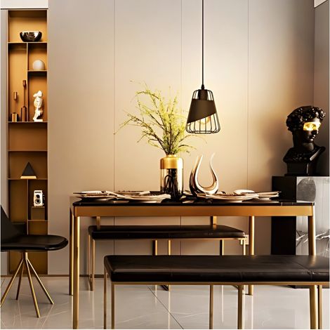 Suspension Lumineuse Toile Décorative Fer Noir - Douille E27 - Sans Ampoule - Style Industriel Loft (1/3)