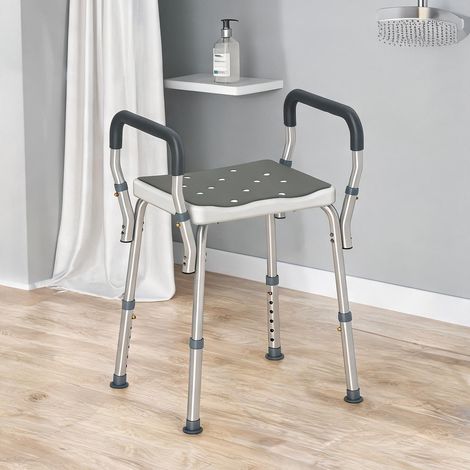 Tabouret de douche aluminium réglable 57-69 cm avec accoudoirs (1/5)