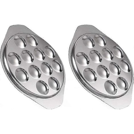 Plat de service à escargots en acier inoxydable à 12 trous pour cuisine et restaurant. Dimensions : 22,2 x 18,5 x 1,5 cm (1/4)