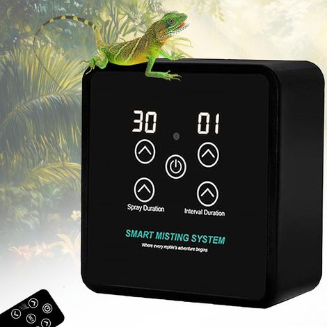 Système de brumisation pour terrarium de reptiles, humidificateur intelligent avec tuyau, minuterie et buses de pulvérisation, orientable à 360°, nébuliseur pour terrarium de plantes amphibies (1/5)