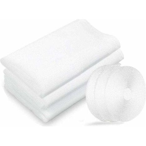 Filet moustiquaire, moustiquaires de fenêtres, 3 paquets 130 cm x 150 cm Insectes de la protection de la fenêtre se moustiquaire fenêtres, avec 3 rouleaux de rubans adhésifs, blanc (1/5)