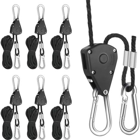 5 Paires Sangle à Cliquet Corde 1/8 Pouces Rope Ratchet Robuste Réglable pour Lampe à Suspension Growth, (1/5)