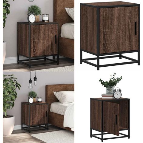 vidaXL Table de chevet chêne marron 40x31x50cm bois d'ingénierie métal (1/5)