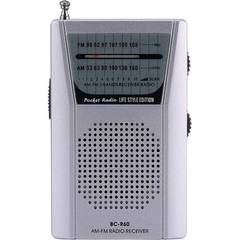 Mini FM radio portable argent haut-parleur intégré pour les personnes âgées (1/5)