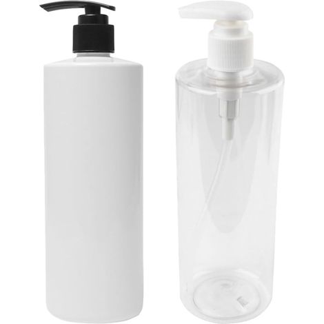 2-Piece Shampoo Dispenser Set, 500ml White PET Shampoo Bottle, Refillable and Reusable, for Homemade Lotions and Gels (1/5)