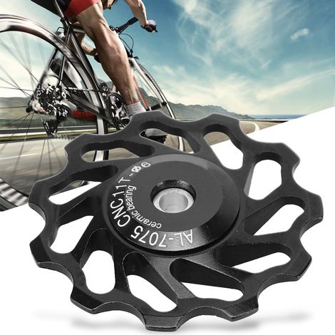 Poulie de dérailleur céramique 11T pour vélo route et VTT, galet de renvoi noir (1/5)