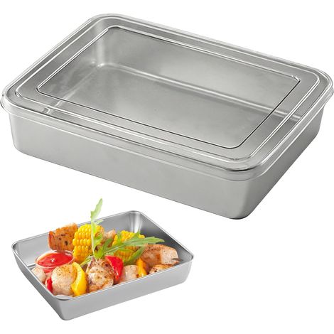 Food Storage Boxes with Lids 28 x 22.5 x 6 cm Stainless Steel Bread Mould for Cakes, Toasts, Tiramisu, Dishwasher and Oven Safe (1/5)