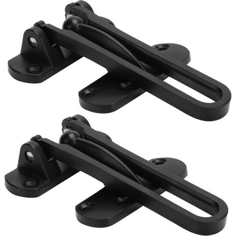 Catena di sicurezza antifurto per porta in lega di alluminio, bullone tipo S, assicurazione antibloccaggio (nero), 2 set (1/4)