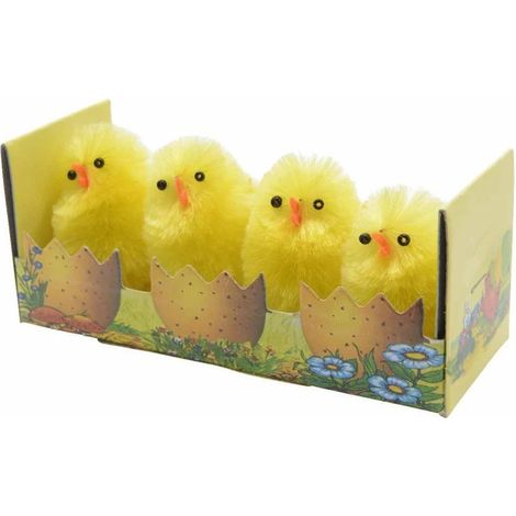 Set de 4 pulcinos decorativos de pascua en ciniglia 3.5 × H4 cm