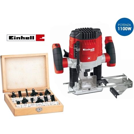 Fresatrice verticale 1100W con set 12 frese in box di legno Einhell - BT-RO 1100 E KIT