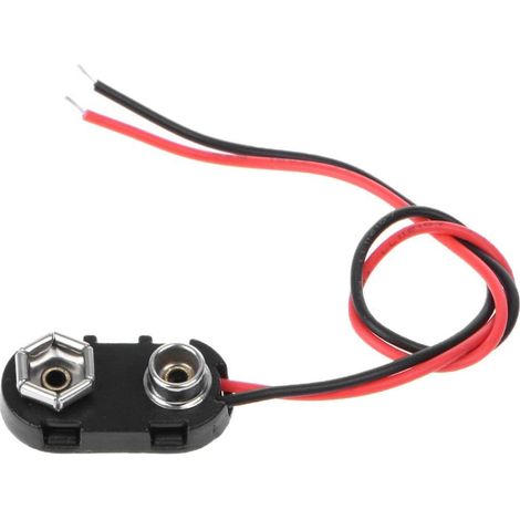 Connecteur de batterie PP3 9 V noir et rouge avec clip I fils étamés 150 mm, interrupteurs de prise électrique, électrique (1/5)