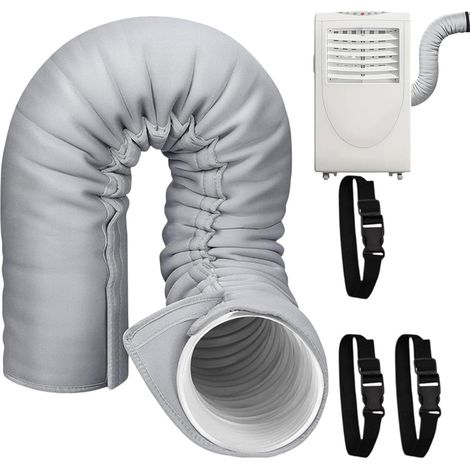 Portable AC Pipe Insulation Sleeve, Polyvinyl Chloride, Light Grey, Suitable for Exhaust Pipe Diameter 5-6 Inch,1.5M Easy Installation, Protective Cover (1/5)