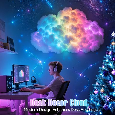 Lampe LED nuage pour chambre à coucher - Lumière d'ambiance esthétique à faire soi-même, applique murale synchronisée avec la musique et contrôlée par application, objet décoratif tendance pour les ch (1/5)