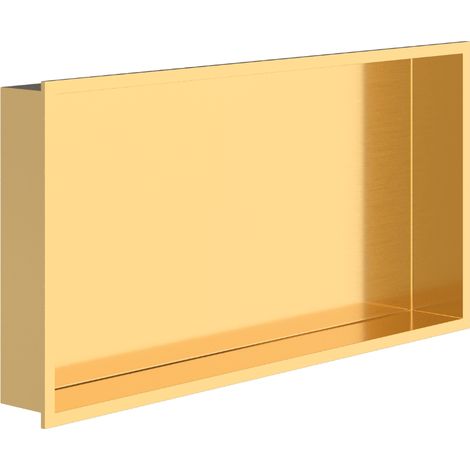 Bc-elec - NHNB306010-GOLD Nicchia doccia incassata in acciaio inox dorato spazzolato 30x60x10 cm con bordo di 1 cm, nicchia da parete per bagno (1/4)