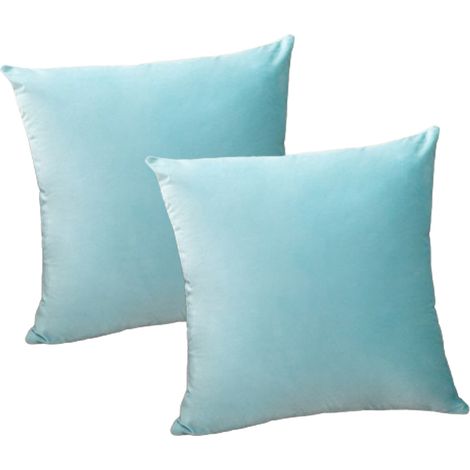 Lot de 2 housses de coussin carrées décoratives en velours noir, douces et unies, pour canapé, chambre ou extérieur, 30 x 30 cm. (1/5)