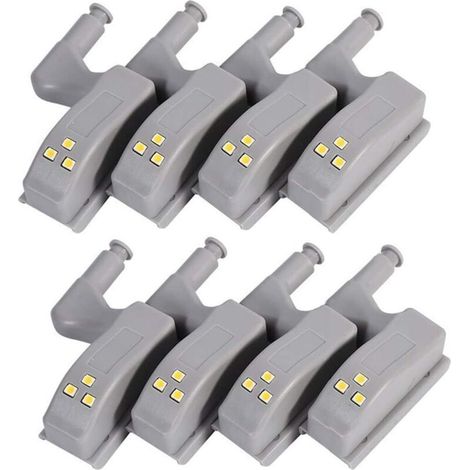 8 PCS Motion Sensor Light, Universal Cabinet Cupboard Hinge LED Light For Modern Kitchen Home Lamp, etc, (Blanc froid)les piles (1/4)