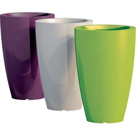 Runde Vase Cromia Prisma aus Harz mit Dekoration 'Made in Italy' Ø 33 x 50 cm -Grau