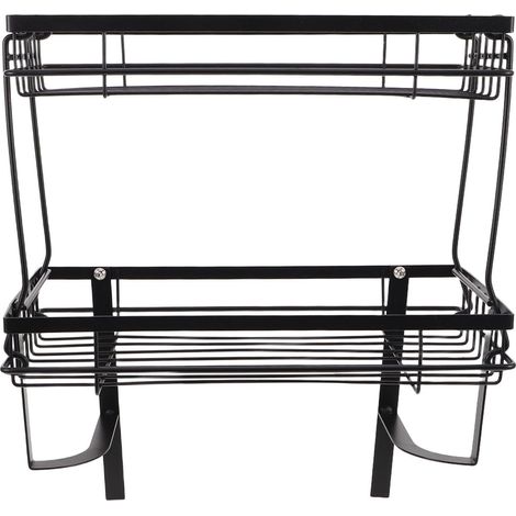 Étagère de Rangement -Dessus Toilettes Double Couche sans Perçage Noir Organiseur Stable et Démontable pour Salle de Bain Gain de Place Pratique (1/5)
