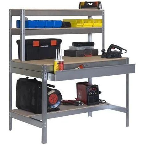 Simonrack Werkbank Bt1, Galvanisierter Metalltisch Silber