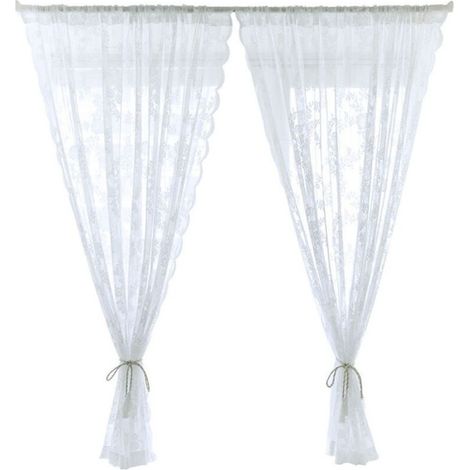 Rideaux en Voile Contemporains Blancs à Poche pour Tringle - 29x47 Pouces (74x119cm)