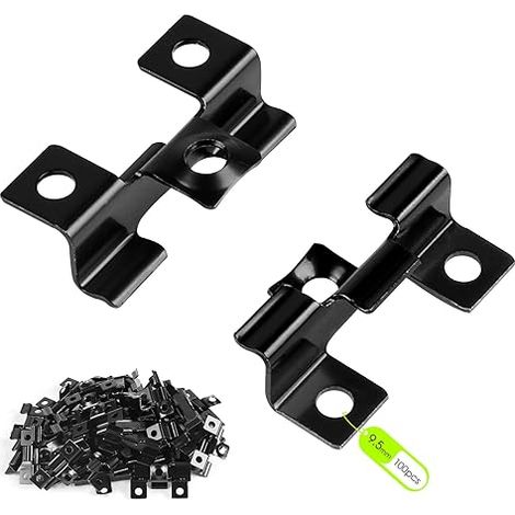 Decking Clips 9.5mm WPC Decking Clamp Steel Deck Clamp for Composite Decking Invisible Fixing Staple Fixing Range Black (1/5)