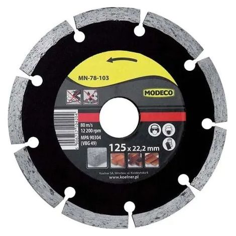 Disque de coupe diamant Modeco mn-78-102 115 mm trou 22,23 mm